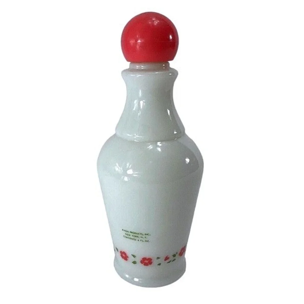 AVON To A Wild Rose Cream Lotion Empty Milk Glass‎ Bottle VTG 70's 4oz Vessel